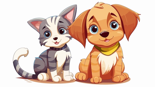 Cute Cat and Dog Pet Mascot Cartoon Characters