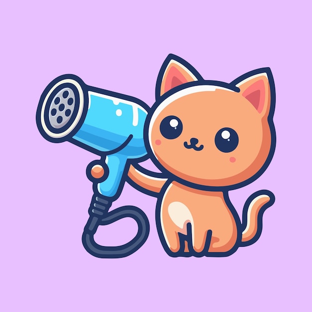 Cute Cat Draying Hair Vector