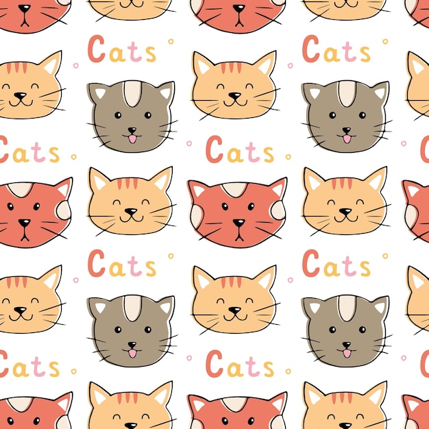 Cute cat faces Seamless pattern Can be used for web page background fill surface texture