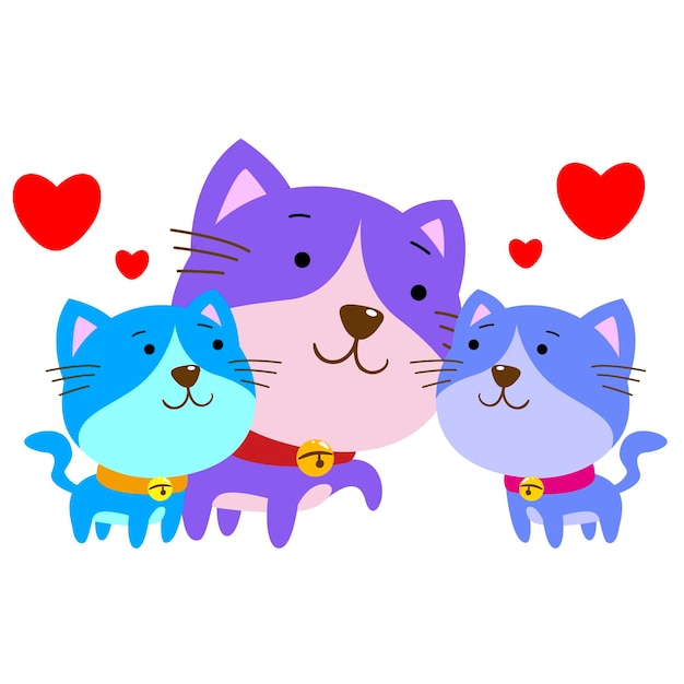 Cute cat family