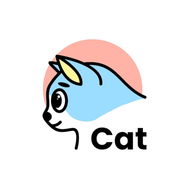 Cute cat head logo side view