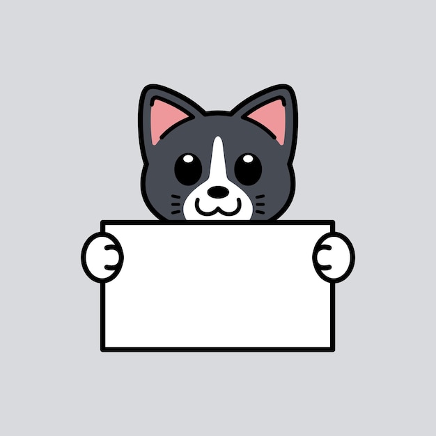 Vector cute cat holding a blank sign