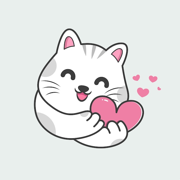 cute cat holding heart