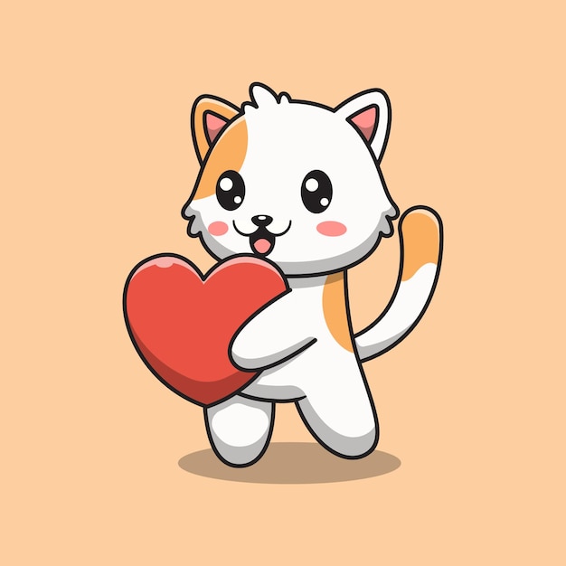 Cute cat holding a love