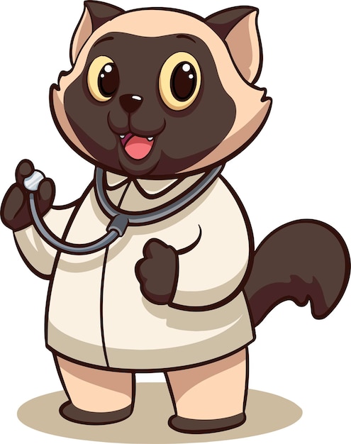 Cute cat holding a stethoscope wearing a coat as a doctor