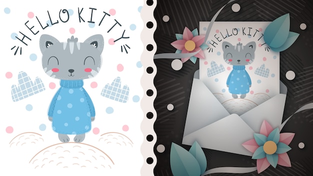 Cute cat - idea for greeting card