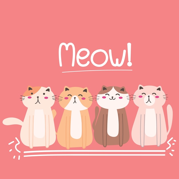 Cute Cat Illustration Background.