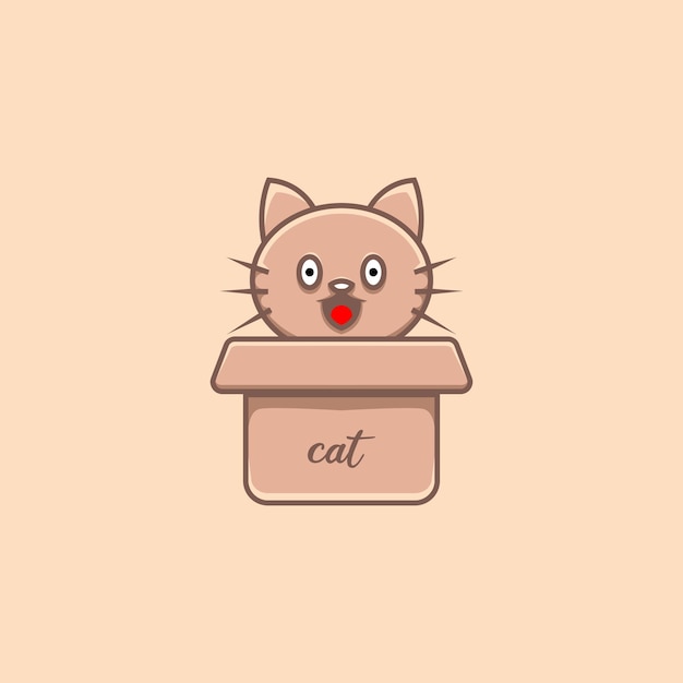 Cute cat illustration in cardboard