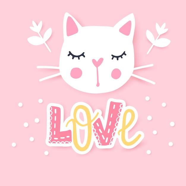 Cute cat  illustration. Girly kittens. Fashion Cat's face.