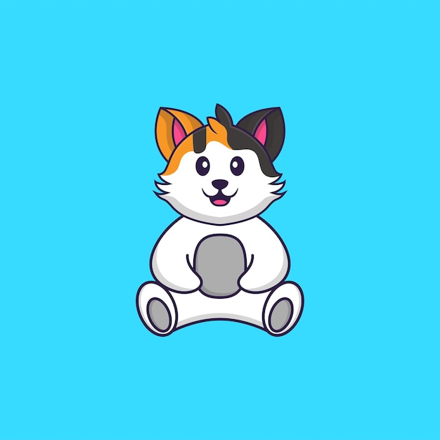 Cute cat is sitting. Animal cartoon concept isolated.