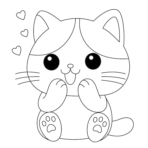 Cute cat is smiling coloring page Cat coloring book for kidsx9