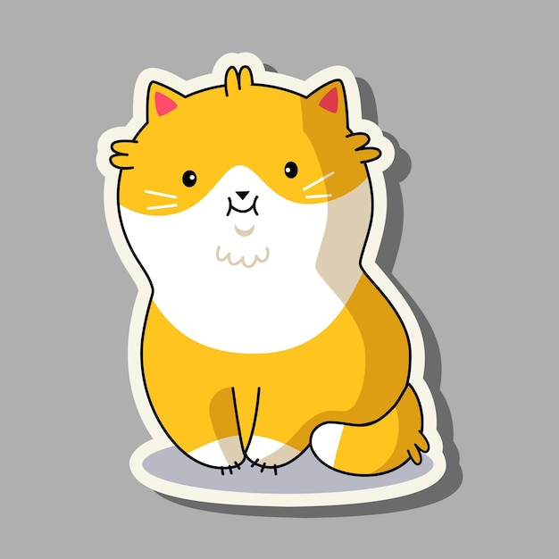 Cute cat in kawaii style Cartoon sticker cat is sitting Vector illustration cat