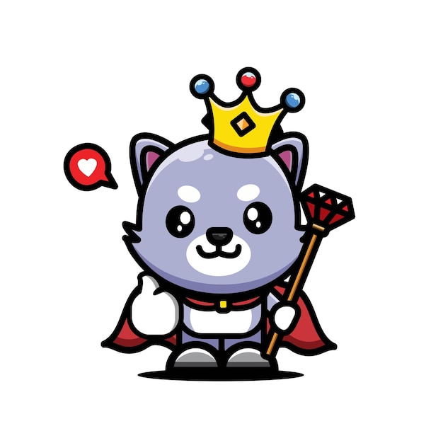 Vector cute cat king vector character design illustration