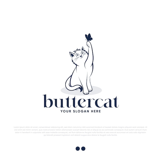 Cute Cat logo design premium vector