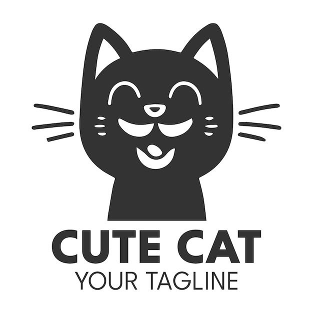 Cute cat logo design vector template