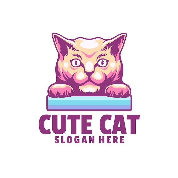 Cute cat logo designs vector