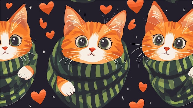 Cute Cat in Love with Heartshaped Eyes