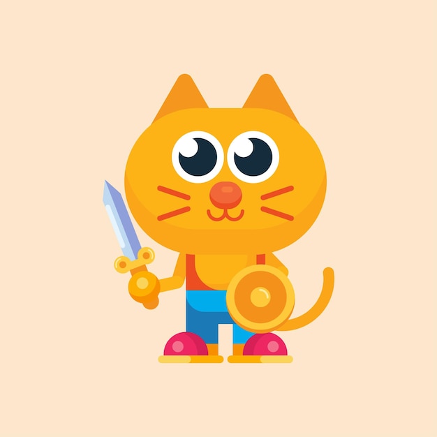 Cute cat maskot character with flat design illustrator vector