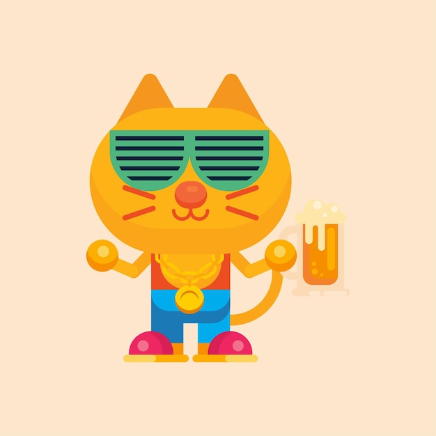 Cute cat maskot character with flat design illustrator vector