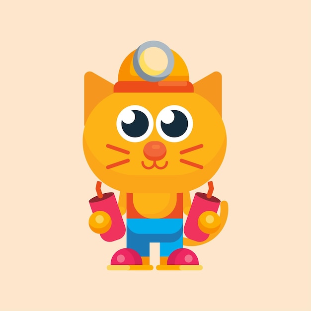 Cute cat maskot character with flat design illustrator vector