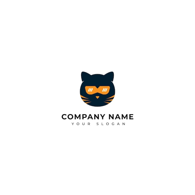 Cute Cat ninja logo vector design template