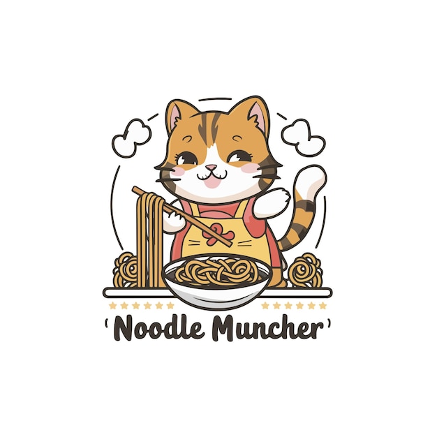 Cute cat Noodle Mancher Tshirt Typography