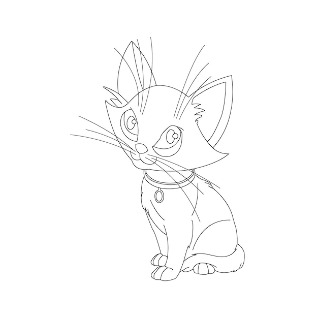 Cute Cat outline Coloring pages for Kids