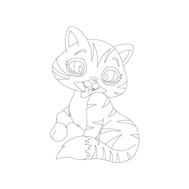 Cute Cat outline Coloring pages for Kids