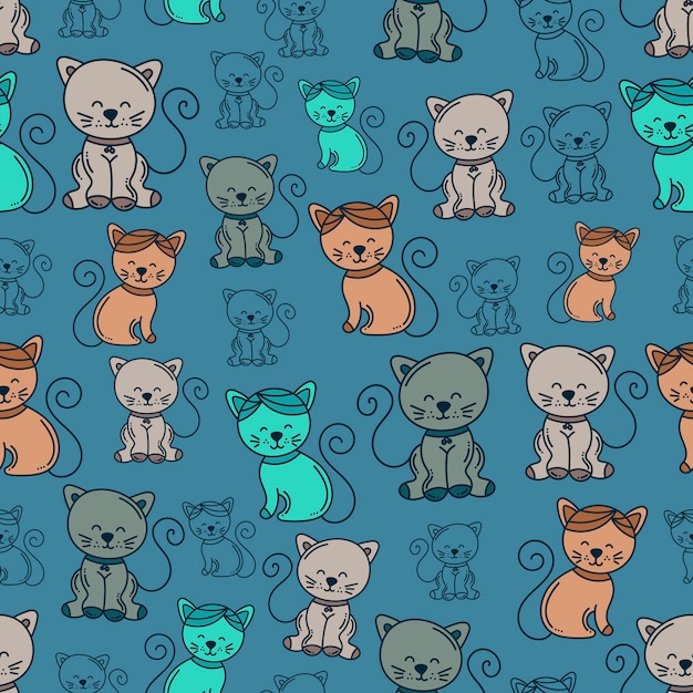 Cute cat pattern background