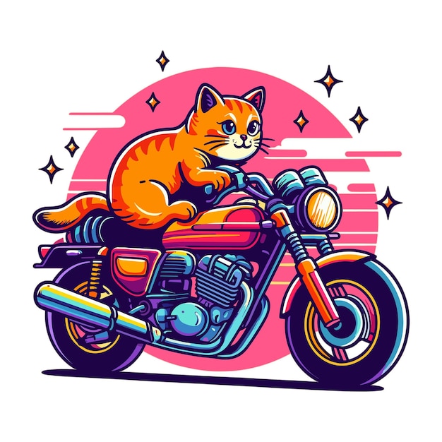 cute cat riding a bike vector illustration