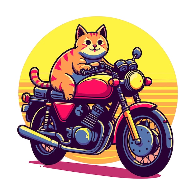 cute cat riding a bike vector illustration