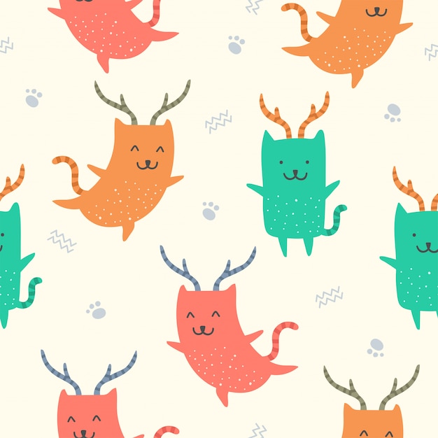 Cute Cat Seamless Pattern for Wallpaper