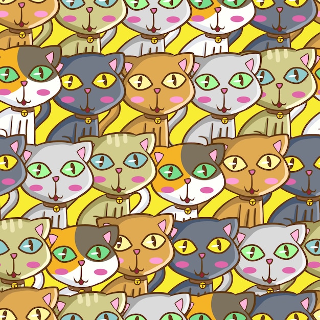 Cute cat seamless pattern