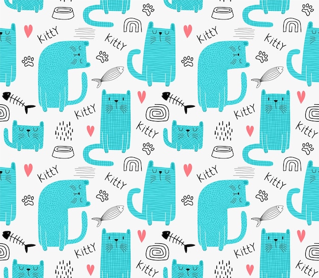 cute cat seamless pattern.