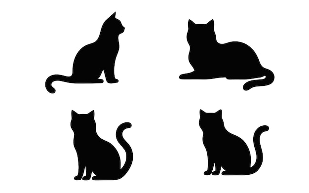 cute cat silhouette vector