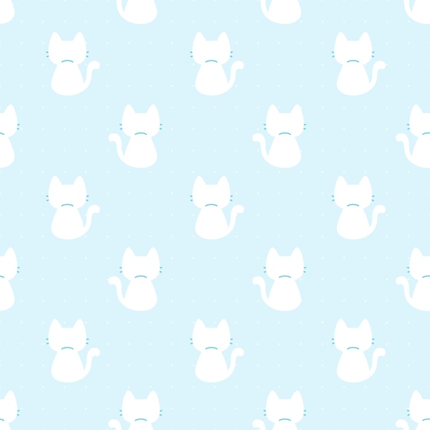 Cute cat sitting back view seamless pattern