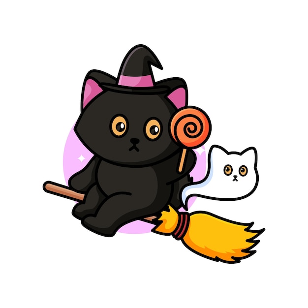 cute cat and skateboard vector