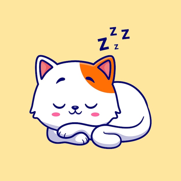 Cute Cat Sleeping Cartoon Vector Icon Illustration. Animal Nature Icon Concept Isolated Premium Flat