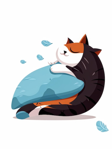 Vector cute cat sleeping on pillow vector illustrationcute illustration