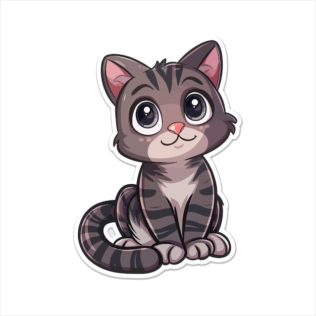 A cute cat Sticker vector art illustrationsticker template of cat cartoon character