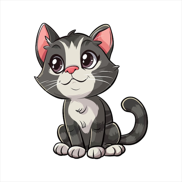 A cute cat Sticker vector art illustrationsticker template of cat cartoon character