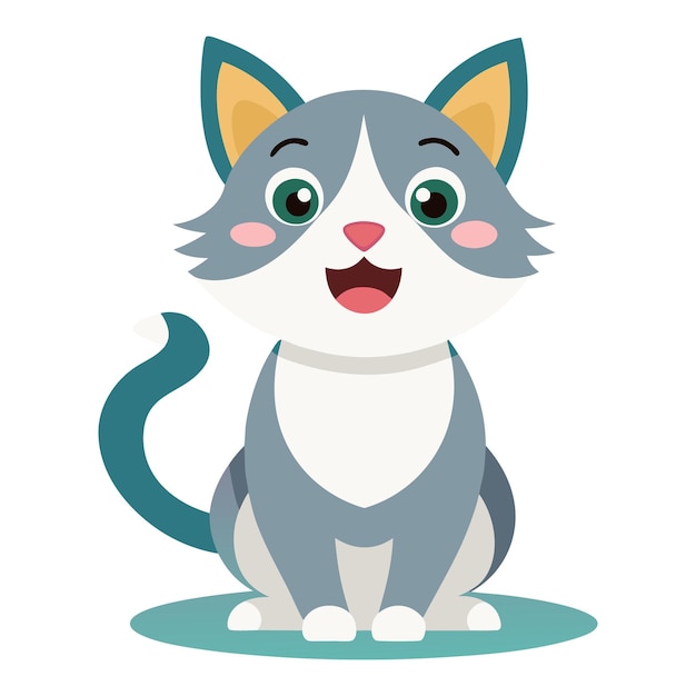 cute cat sticker vector with a white background