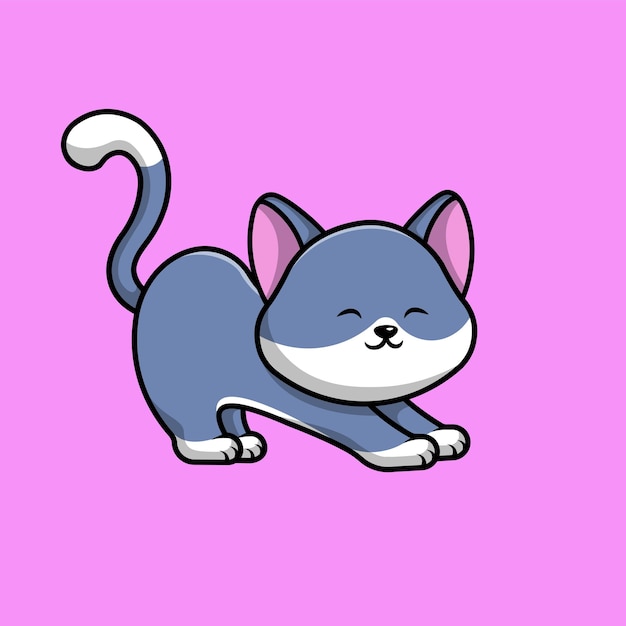 Cute Cat Streching Cartoon Vector Icon Illustration