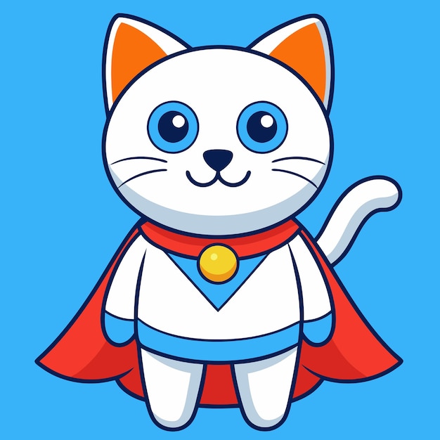 Cute Cat Supe Hero Cartoon Vector Icon Illustration Animal Hero Icon Concept Isolated Premium Vector Flat Cartoon Style