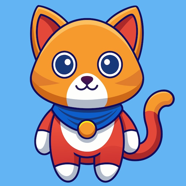 Vector cute cat superhero cartoon vector icon illustration animal holiday icon concept isolated premium vector flat cartoon style