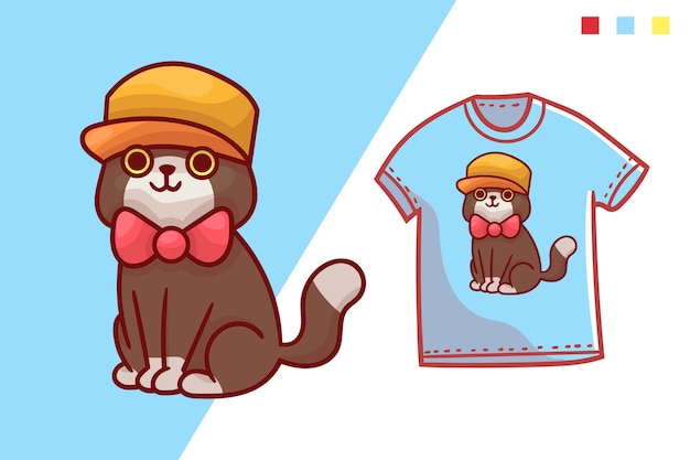 cute cat t-shirt template design