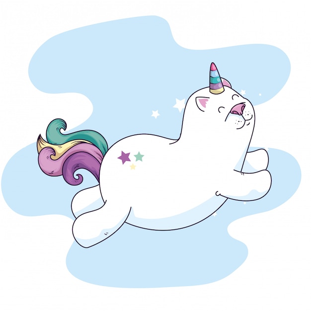 Cute cat unicorn fantasy