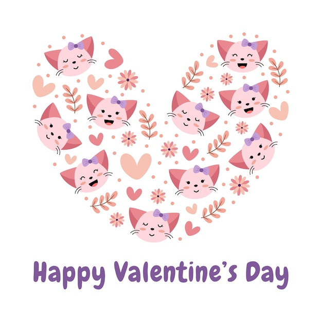 Cute cat valentine's day greeting card