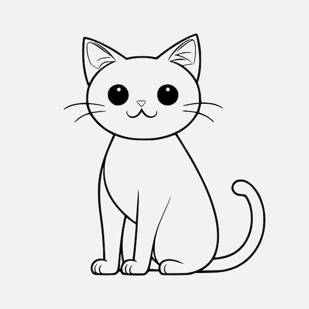 Cute cat vector black and white cartoon character design collection White background Pets Animals