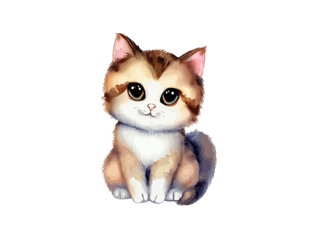 Cute Cat Vector illustration realistic watercolor